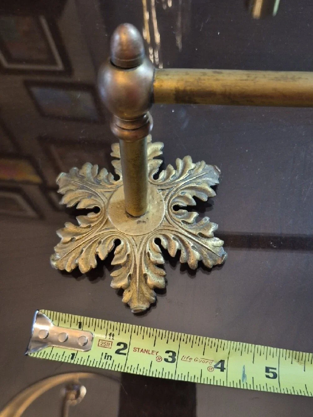 Solid Brass Display Rod With Brass Leafs Vintage
